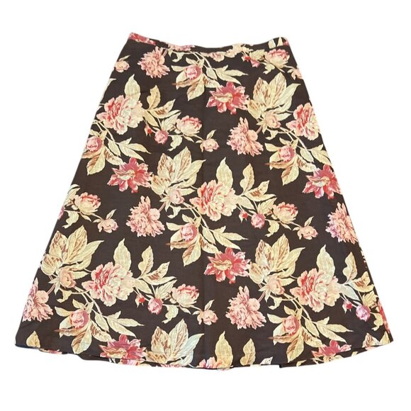 Chaps Floral Linen-Blend Skirt Size 8 Button Front - Picture 7 of 7